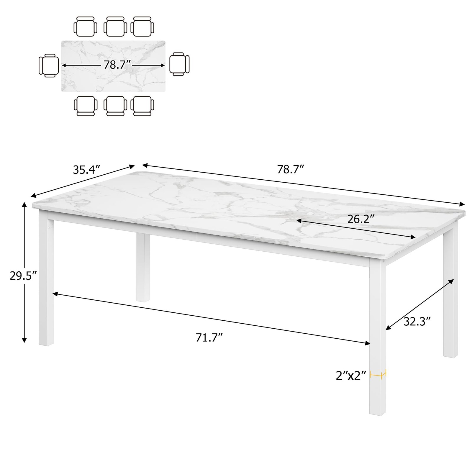 71 Inch Industrial Dining Table, Large Rectangle Kitchen Table with Metal Legs, Round Corners, Wooden Conference Tables Writing Desk for Dining Room, Living Room, Retro Brown - Image 17