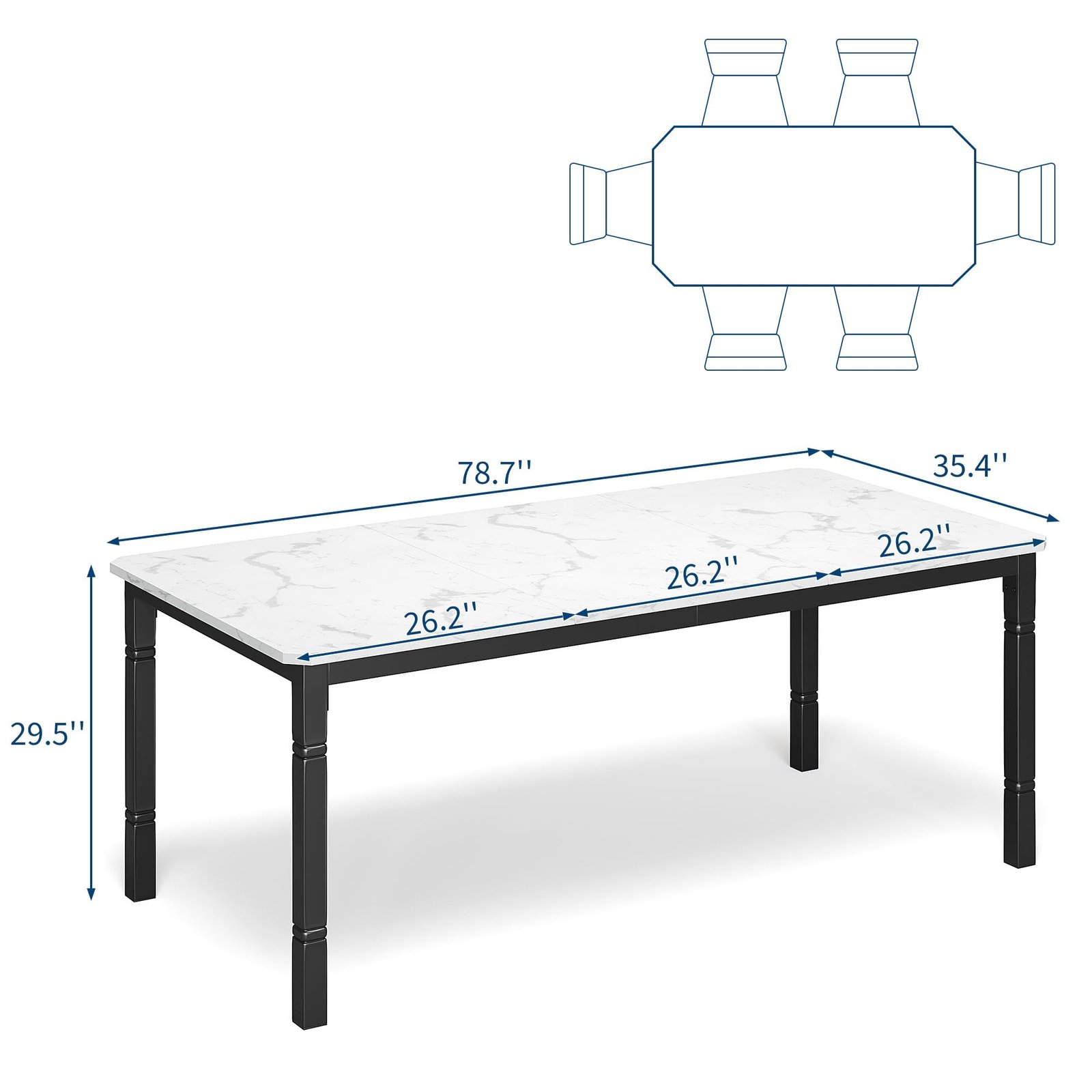 71 Inch Industrial Dining Table, Large Rectangle Kitchen Table with Metal Legs, Round Corners, Wooden Conference Tables Writing Desk for Dining Room, Living Room, Retro Brown - Image 2