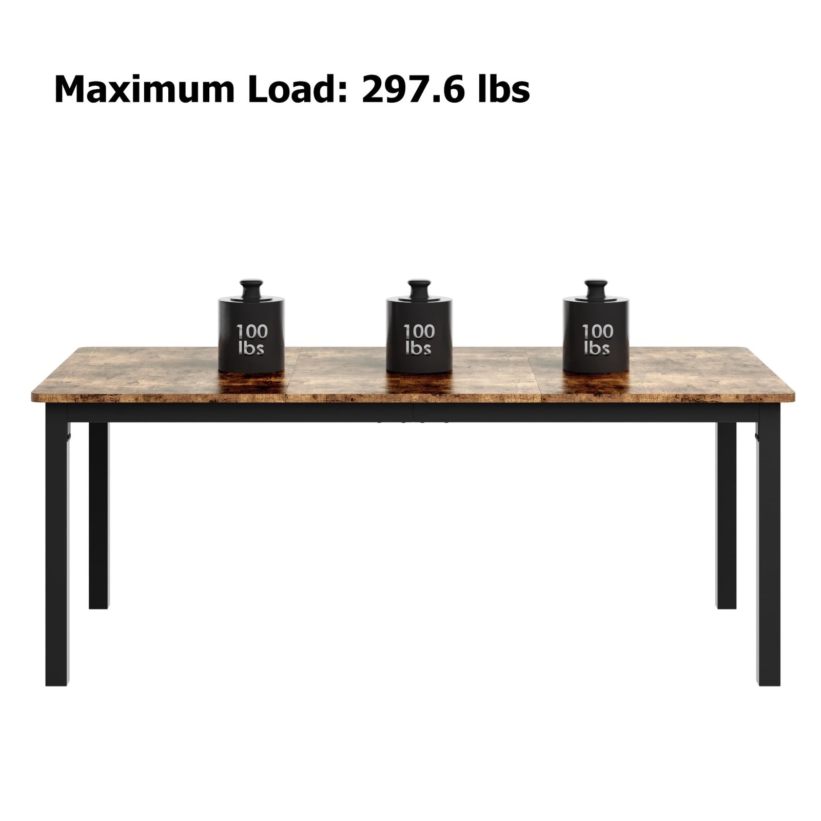 71 Inch Industrial Dining Table, Large Rectangle Kitchen Table with Metal Legs, Round Corners, Wooden Conference Tables Writing Desk for Dining Room, Living Room, Retro Brown - Image 35