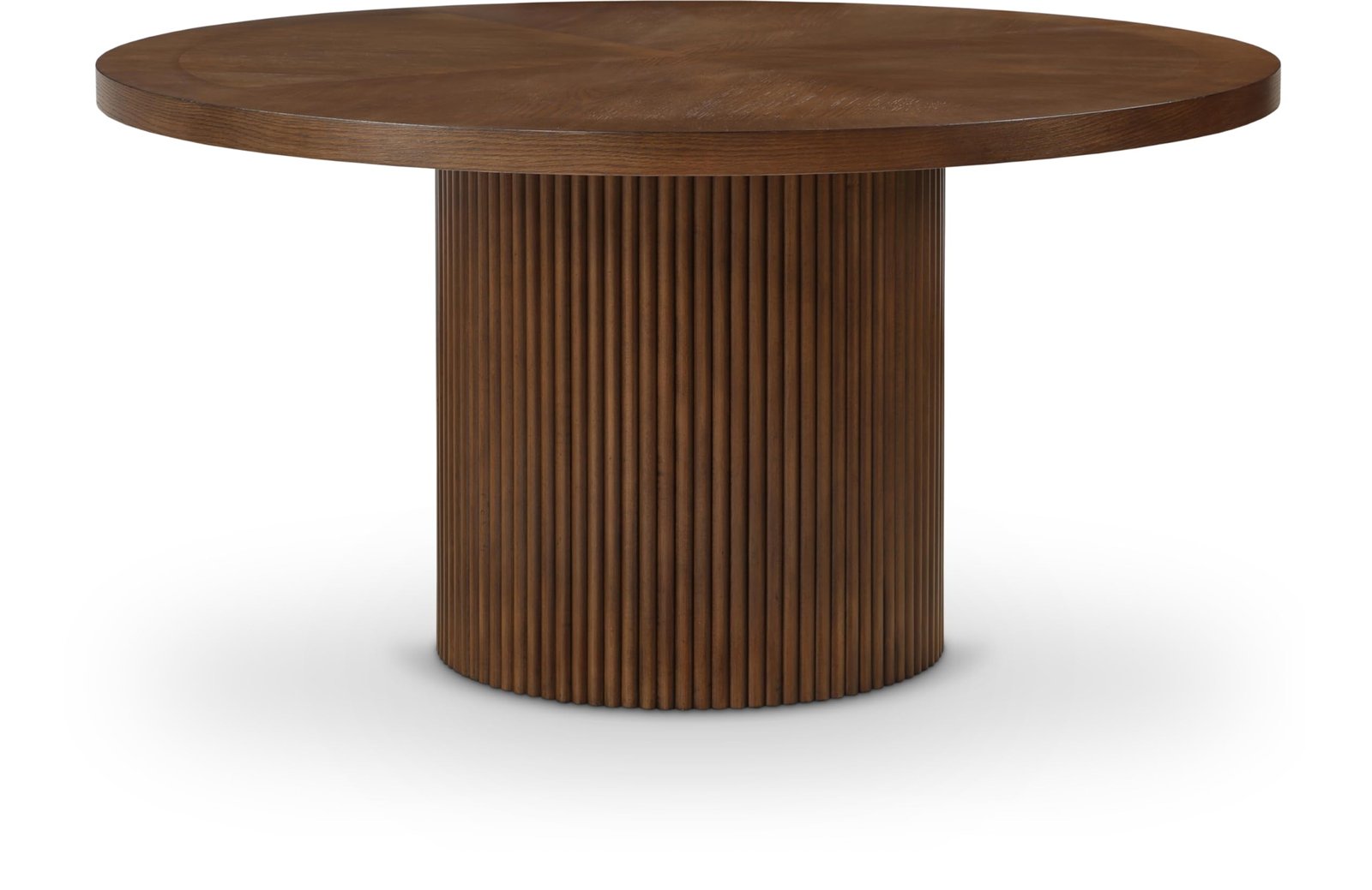 Furniture 730Brown-T Belinda Collection Modern | Contemporary Dining Table with Solid Wood Base, Dark Walnut Brown Finish Oak Wood Veneer, Round Top, Fluted Base, 59