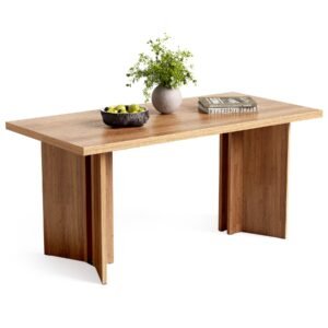 Modern Dining Table, Rectangle Heavy Duty Kitchen Table for Home, Farmhouse 63 Inches Wooden Furniture for 4-6 People, Wood Grain Color