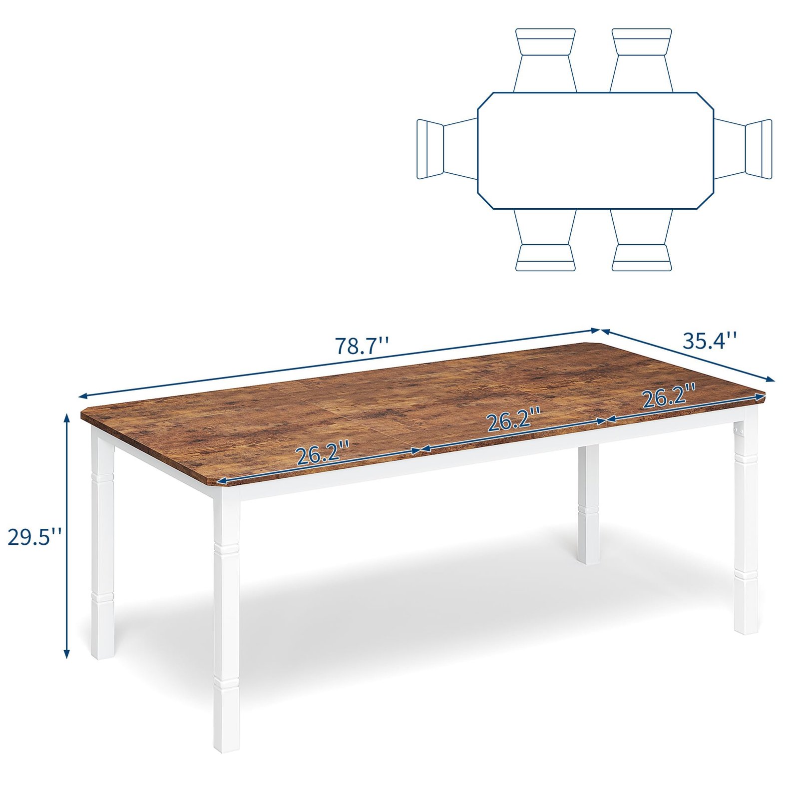 71 Inch Industrial Dining Table, Large Rectangle Kitchen Table with Metal Legs, Round Corners, Wooden Conference Tables Writing Desk for Dining Room, Living Room, Retro Brown - Image 48