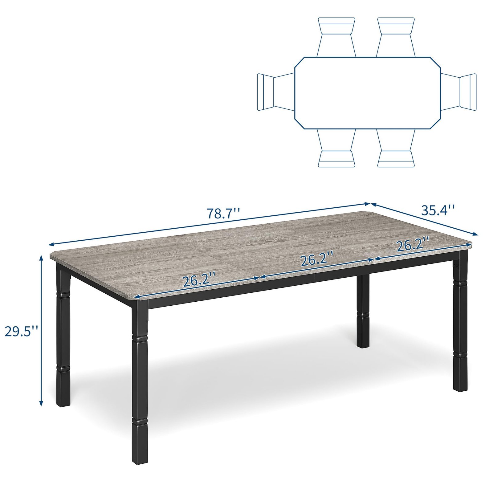 71 Inch Industrial Dining Table, Large Rectangle Kitchen Table with Metal Legs, Round Corners, Wooden Conference Tables Writing Desk for Dining Room, Living Room, Retro Brown - Image 55