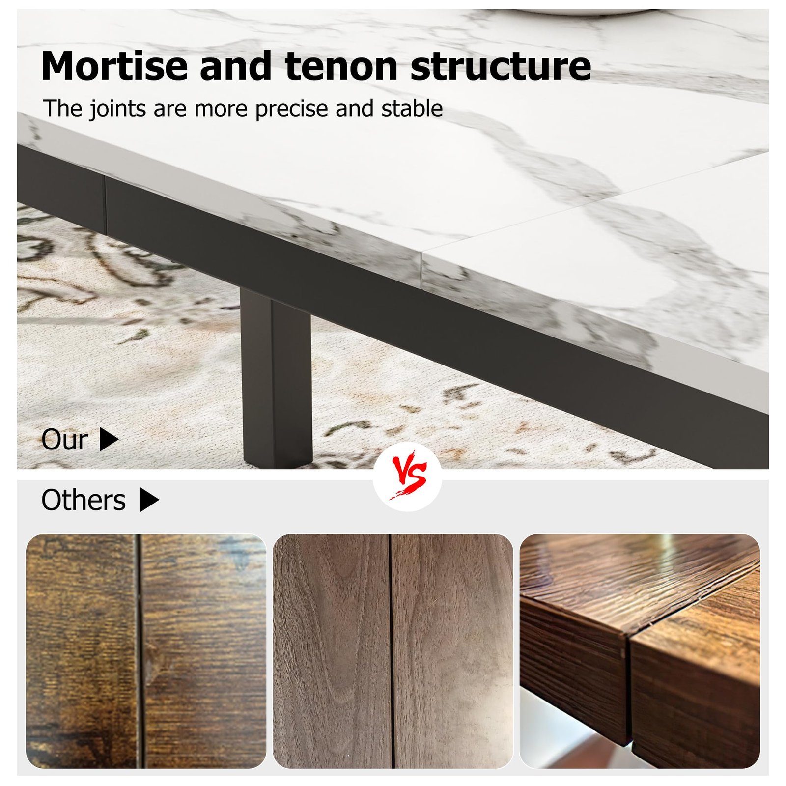 71 Inch Industrial Dining Table, Large Rectangle Kitchen Table with Metal Legs, Round Corners, Wooden Conference Tables Writing Desk for Dining Room, Living Room, Retro Brown - Image 43