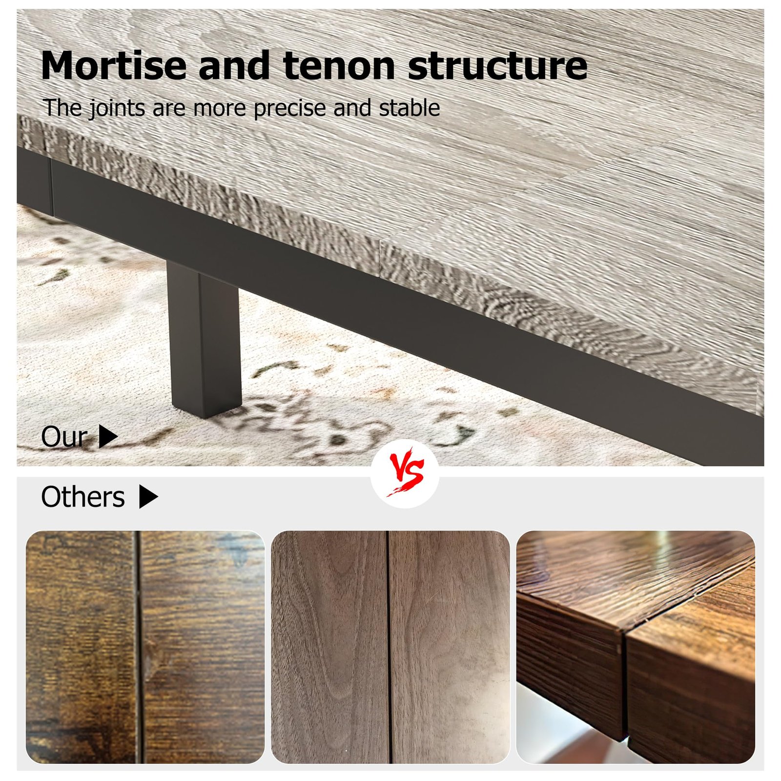 71 Inch Industrial Dining Table, Large Rectangle Kitchen Table with Metal Legs, Round Corners, Wooden Conference Tables Writing Desk for Dining Room, Living Room, Retro Brown - Image 12