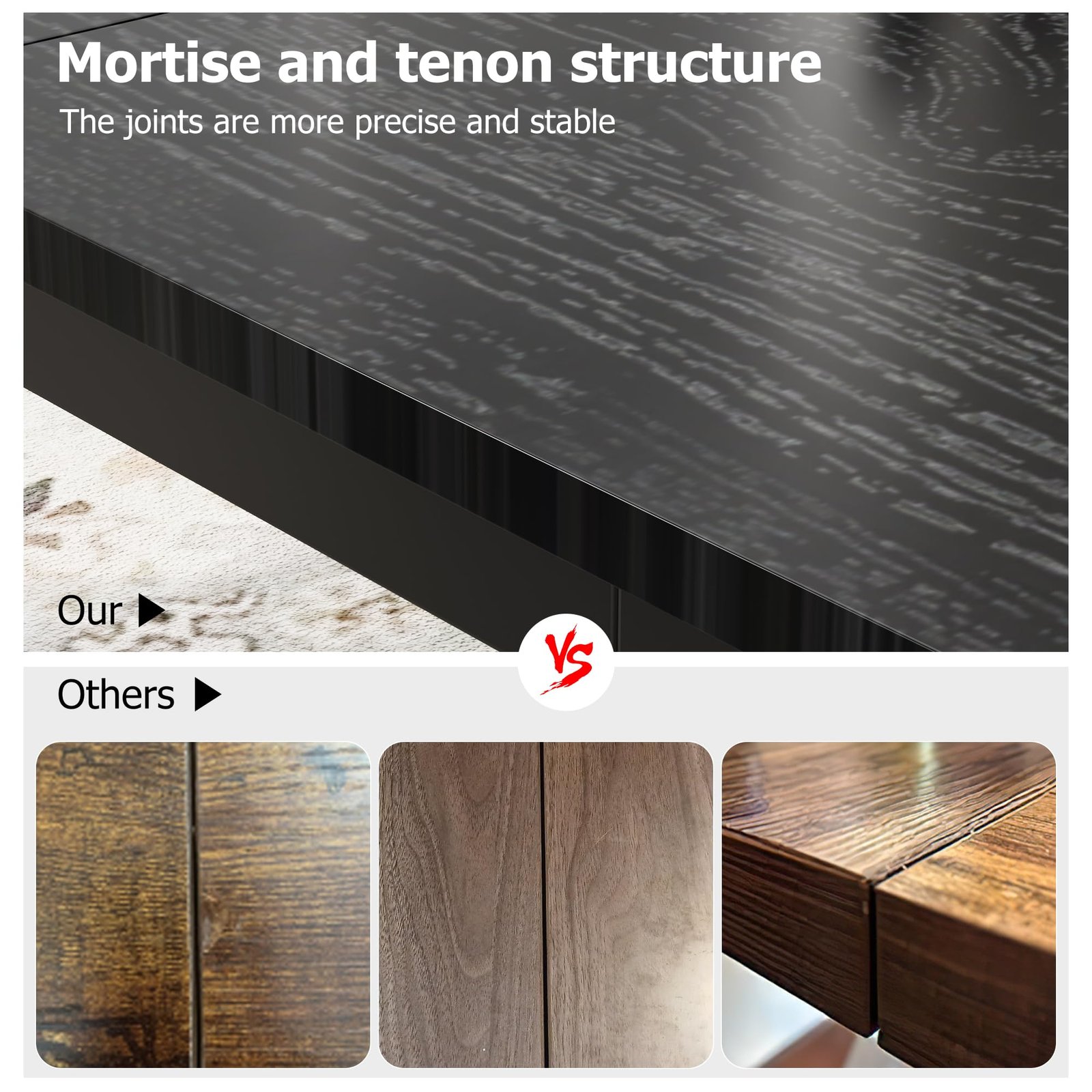 71 Inch Industrial Dining Table, Large Rectangle Kitchen Table with Metal Legs, Round Corners, Wooden Conference Tables Writing Desk for Dining Room, Living Room, Retro Brown - Image 66