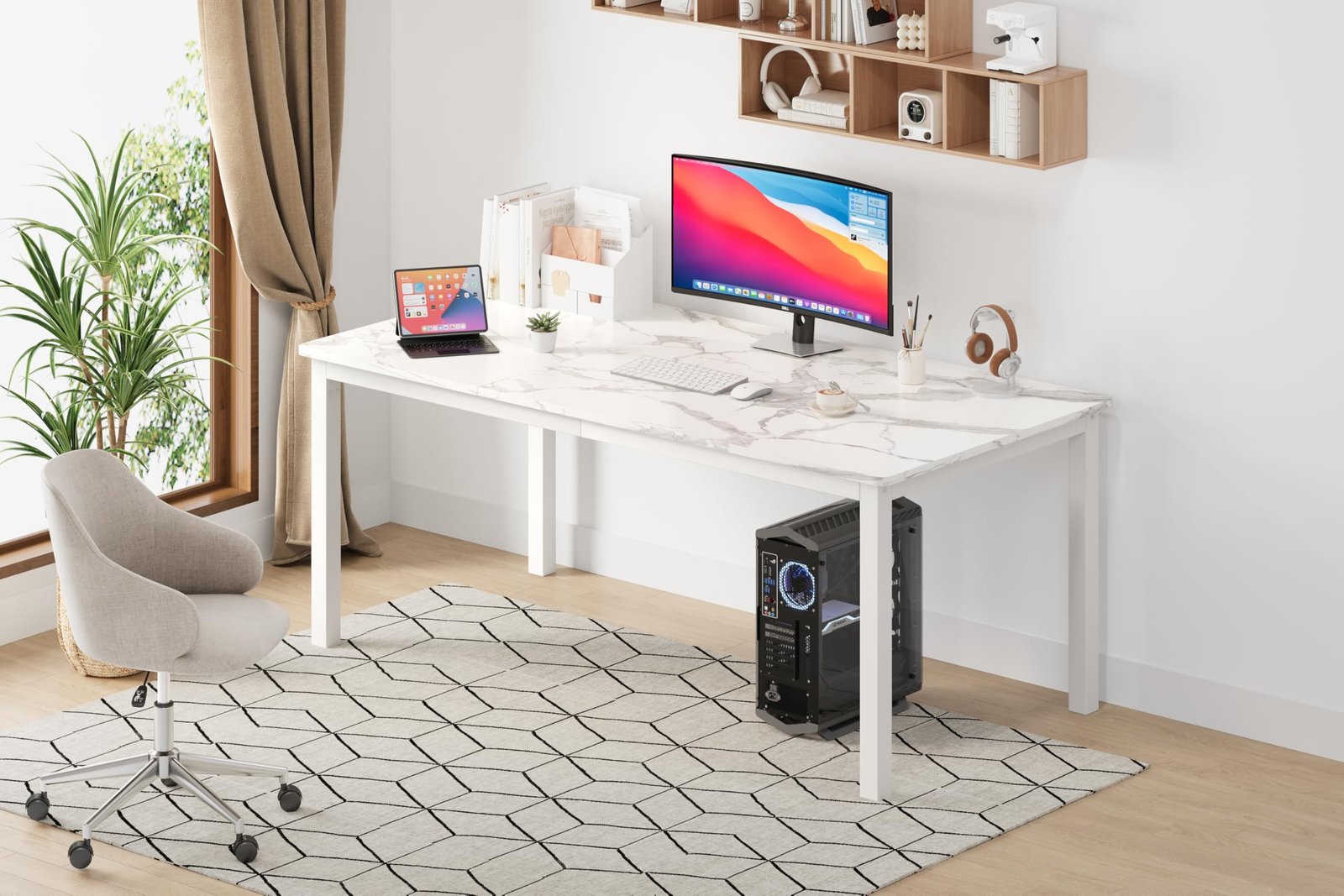 71 Inch Industrial Dining Table, Large Rectangle Kitchen Table with Metal Legs, Round Corners, Wooden Conference Tables Writing Desk for Dining Room, Living Room, Retro Brown - Image 21