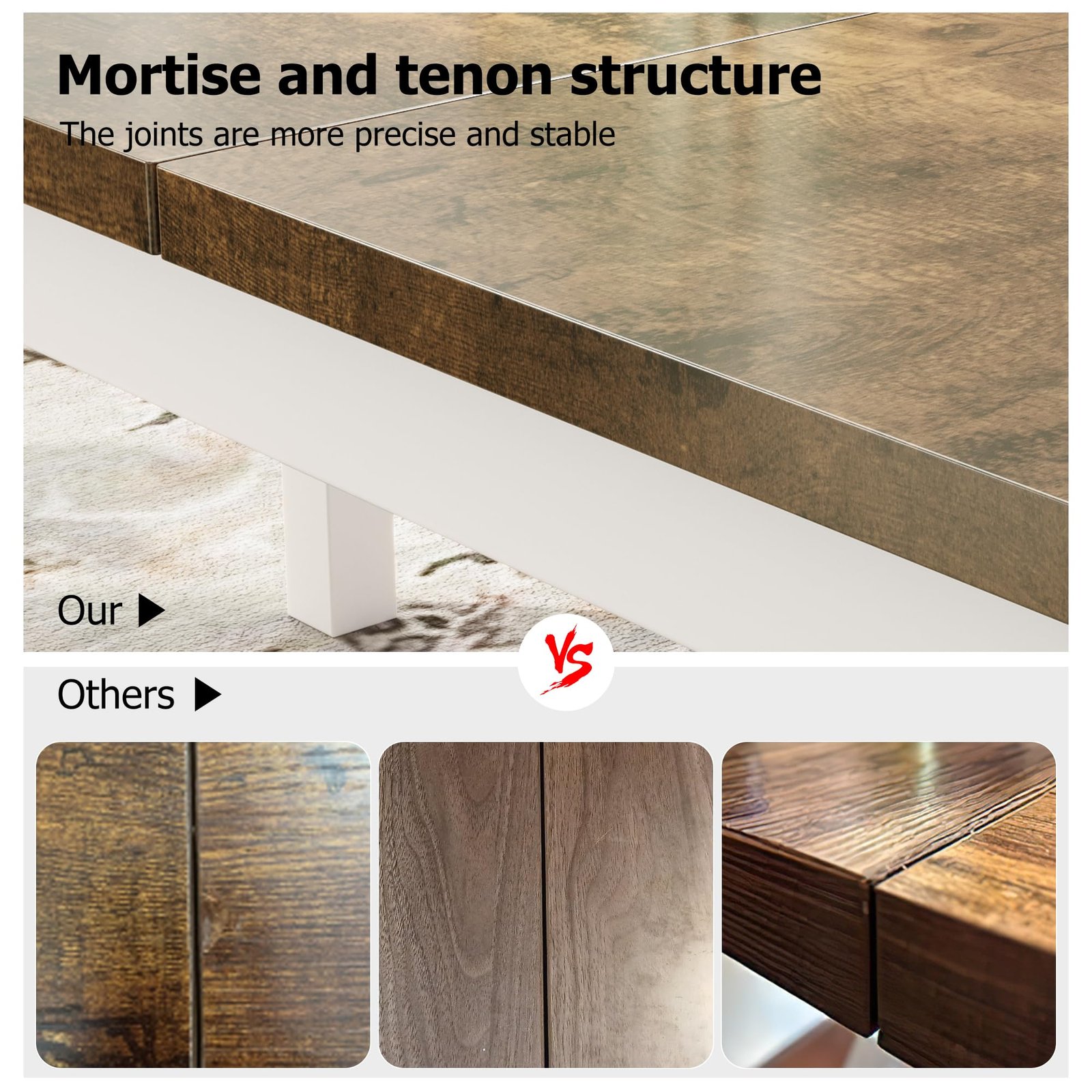 71 Inch Industrial Dining Table, Large Rectangle Kitchen Table with Metal Legs, Round Corners, Wooden Conference Tables Writing Desk for Dining Room, Living Room, Retro Brown - Image 26