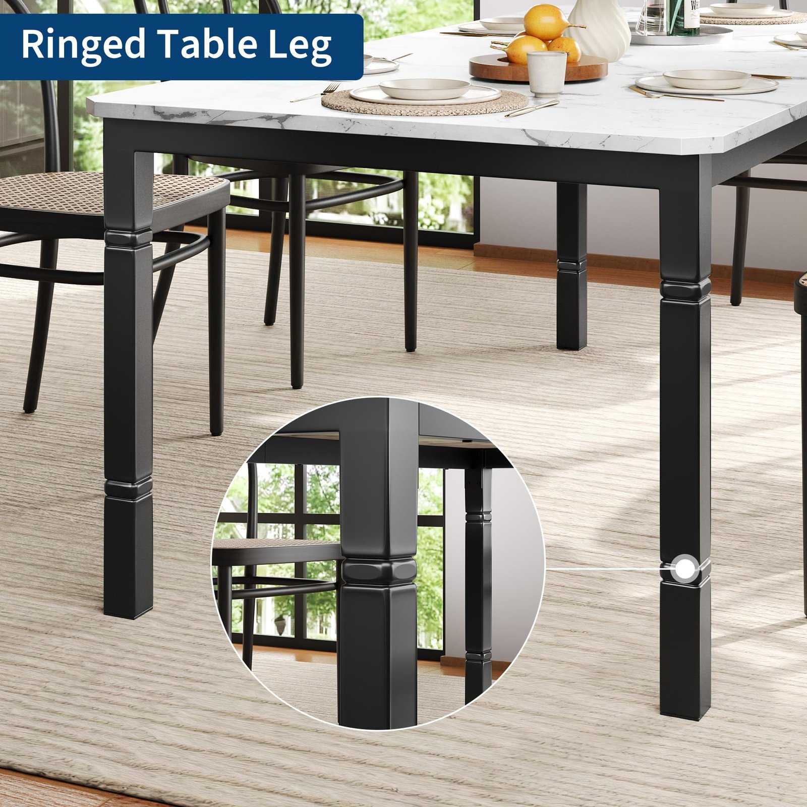 71 Inch Industrial Dining Table, Large Rectangle Kitchen Table with Metal Legs, Round Corners, Wooden Conference Tables Writing Desk for Dining Room, Living Room, Retro Brown - Image 5