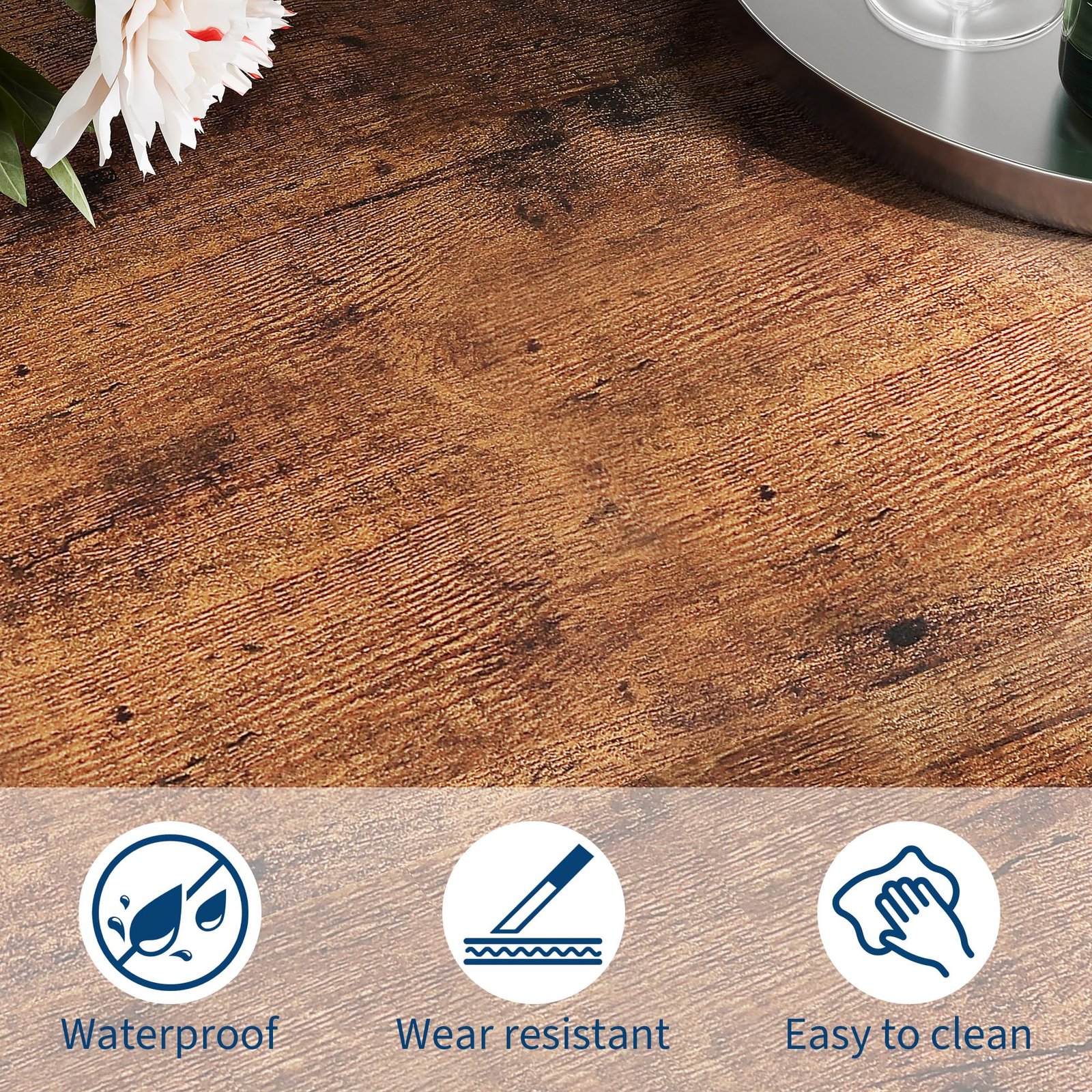 71 Inch Industrial Dining Table, Large Rectangle Kitchen Table with Metal Legs, Round Corners, Wooden Conference Tables Writing Desk for Dining Room, Living Room, Retro Brown - Image 83