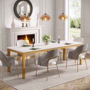 78.7 Inches Long Dining Table for 6-8 Person, Large Industrial Rectangle Wood Dining Table, Rustic Narrow Dinner Table with Heavy Duty Metal Legs (Only Table) (Rustic Brown)