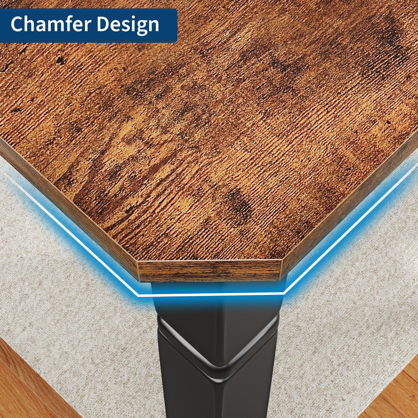 71 Inch Industrial Dining Table, Large Rectangle Kitchen Table with Metal Legs, Round Corners, Wooden Conference Tables Writing Desk for Dining Room, Living Room, Retro Brown - Image 81