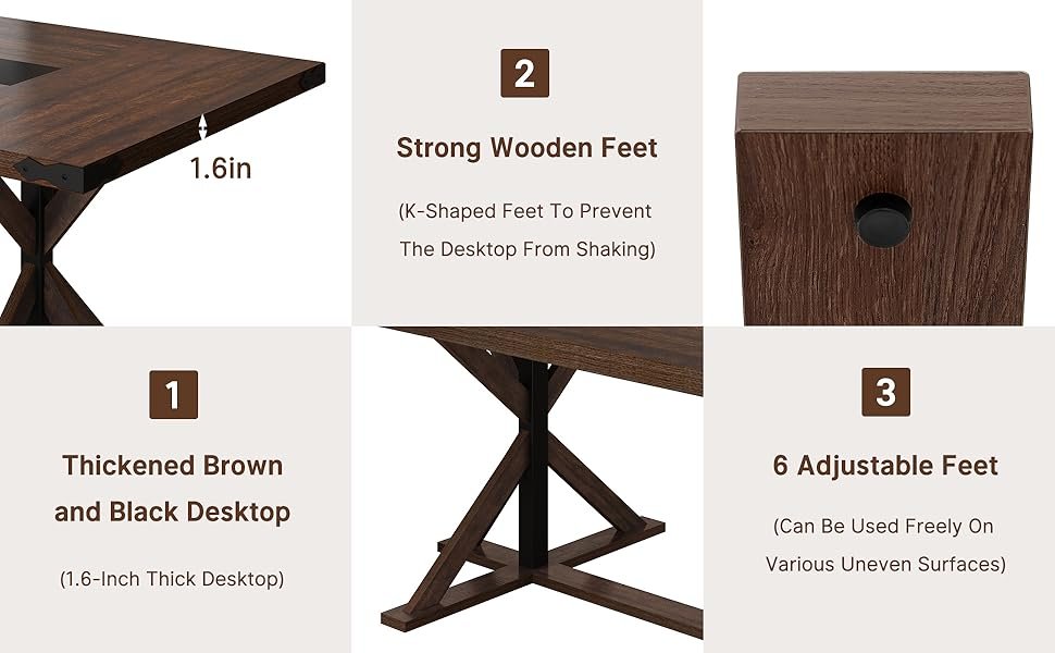 78 Inch Dining Table for 8 People, Rectangular Kitchen Farmhouse Table 